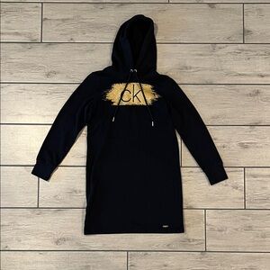 Calvin Klein Black and Gold Hoodie Sweater